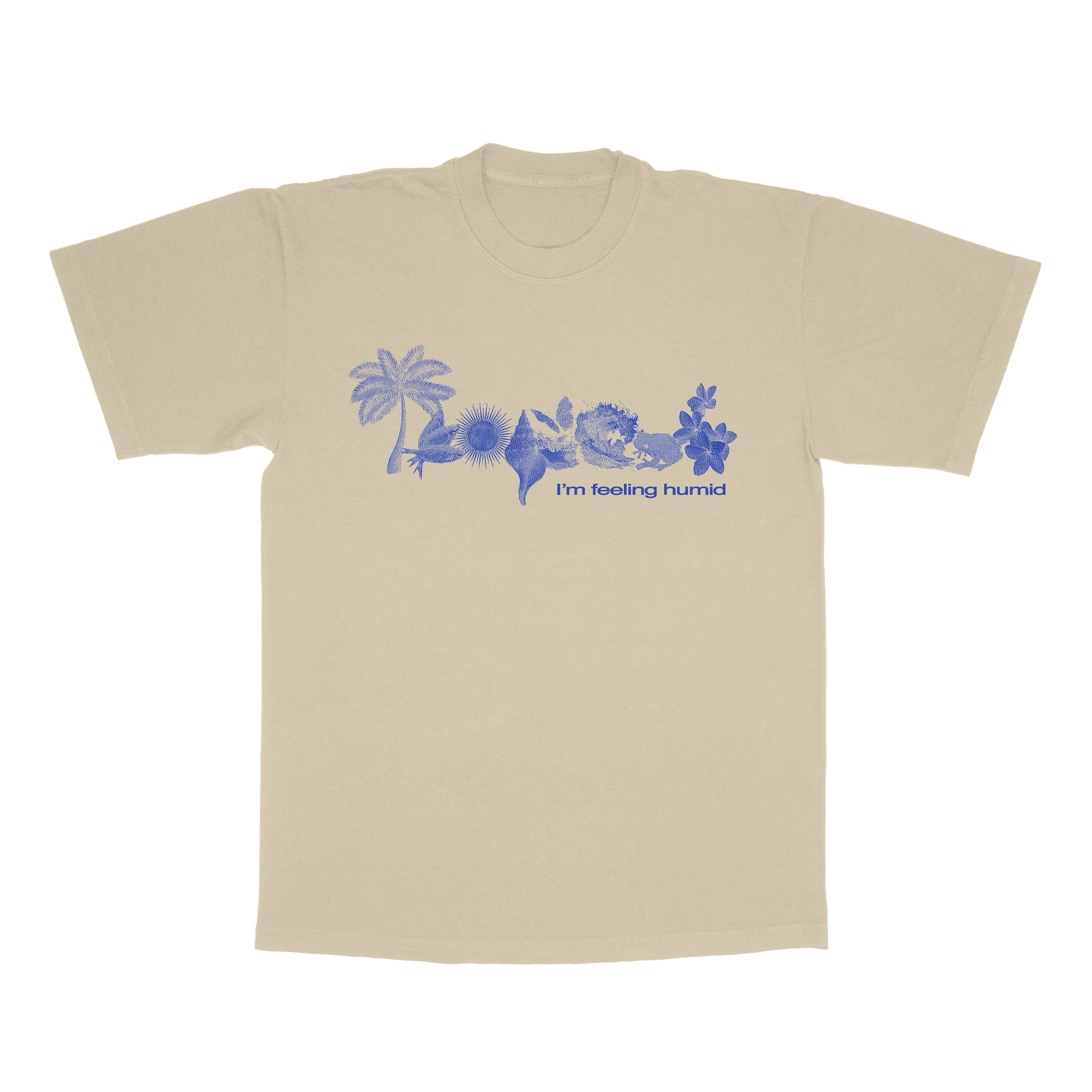 Tropical Search Engine Navy Blue on Beige Tee