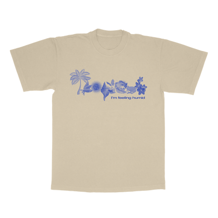 Tropical Search Engine Navy Blue on Beige Tee