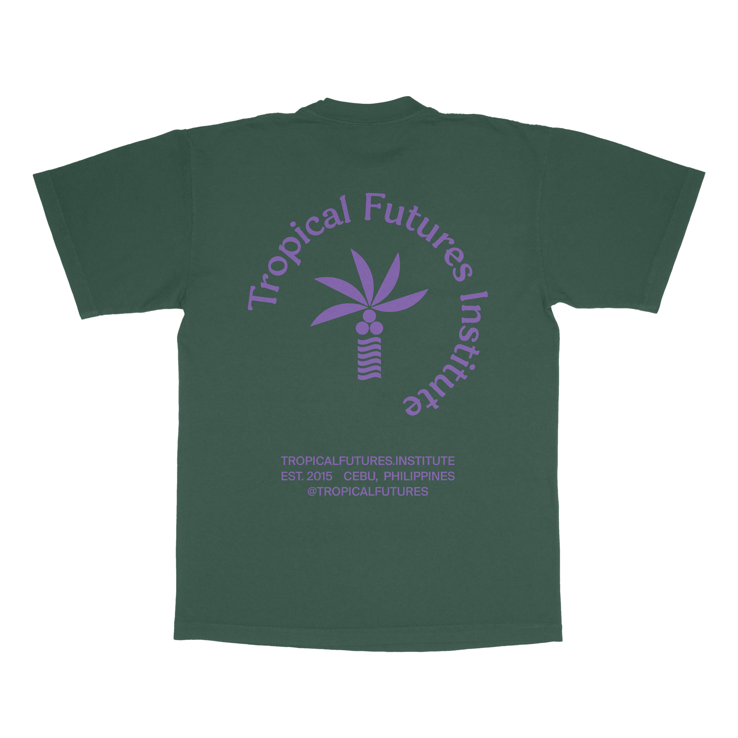 Tropical Futures Logo Purple on Forest Green Tee